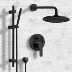 Matte Black Rain Shower System with Handheld, Rain Shower Head, Shower Faucet Set